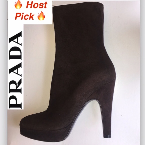 Prada Shoes - New PRADA CALZATURE DONNA brown suede bootie boot